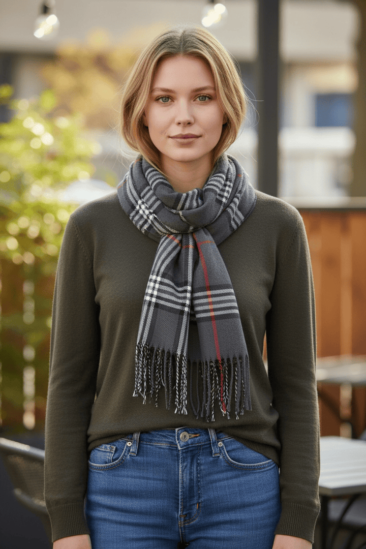 Scarves Australia Mens Scarves Mens Scarf - Grey Plaid Stripe