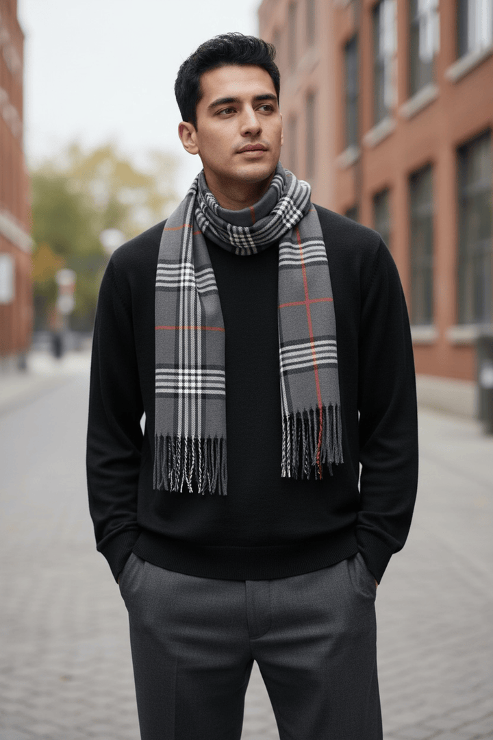 Scarves Australia Mens Scarves Mens Scarf - Grey Plaid Stripe