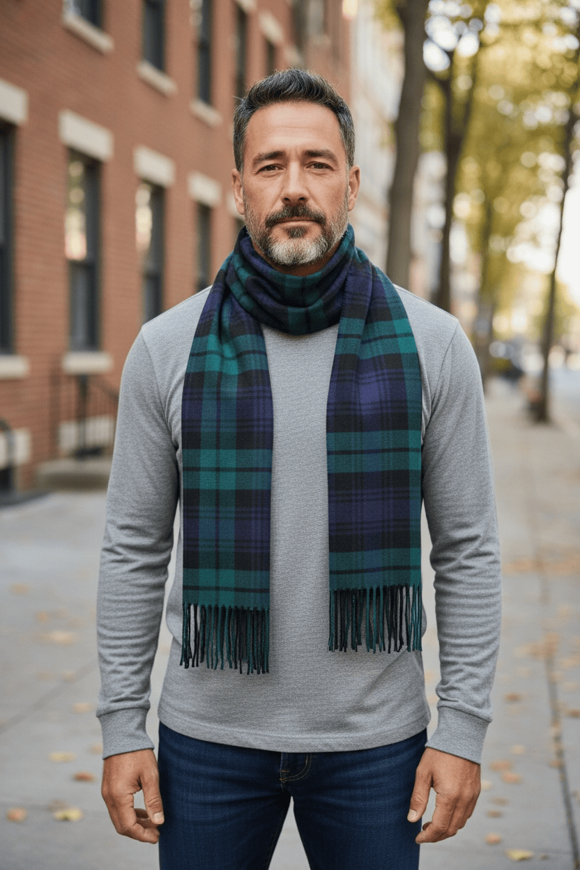 Scarves Australia Mens Scarves Mens Scarf - Plaid Green Blue