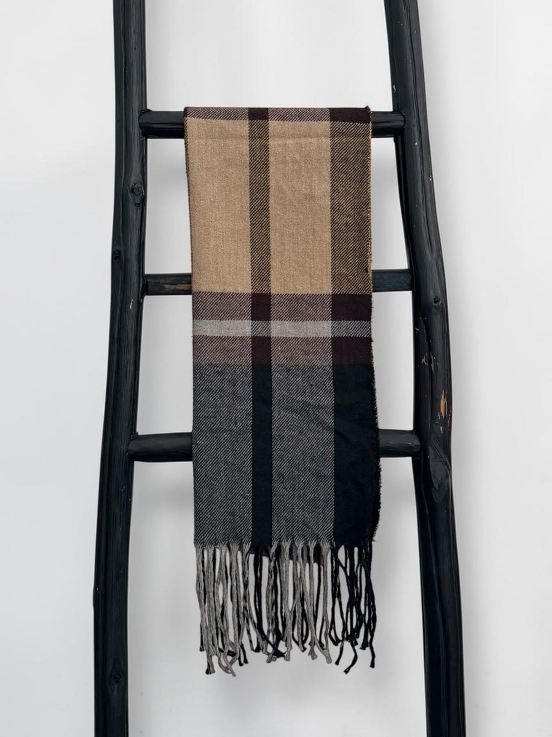 Scarves Australia Mens Scarves Mens Scarf - Plaid Stripe Chocolate Beige