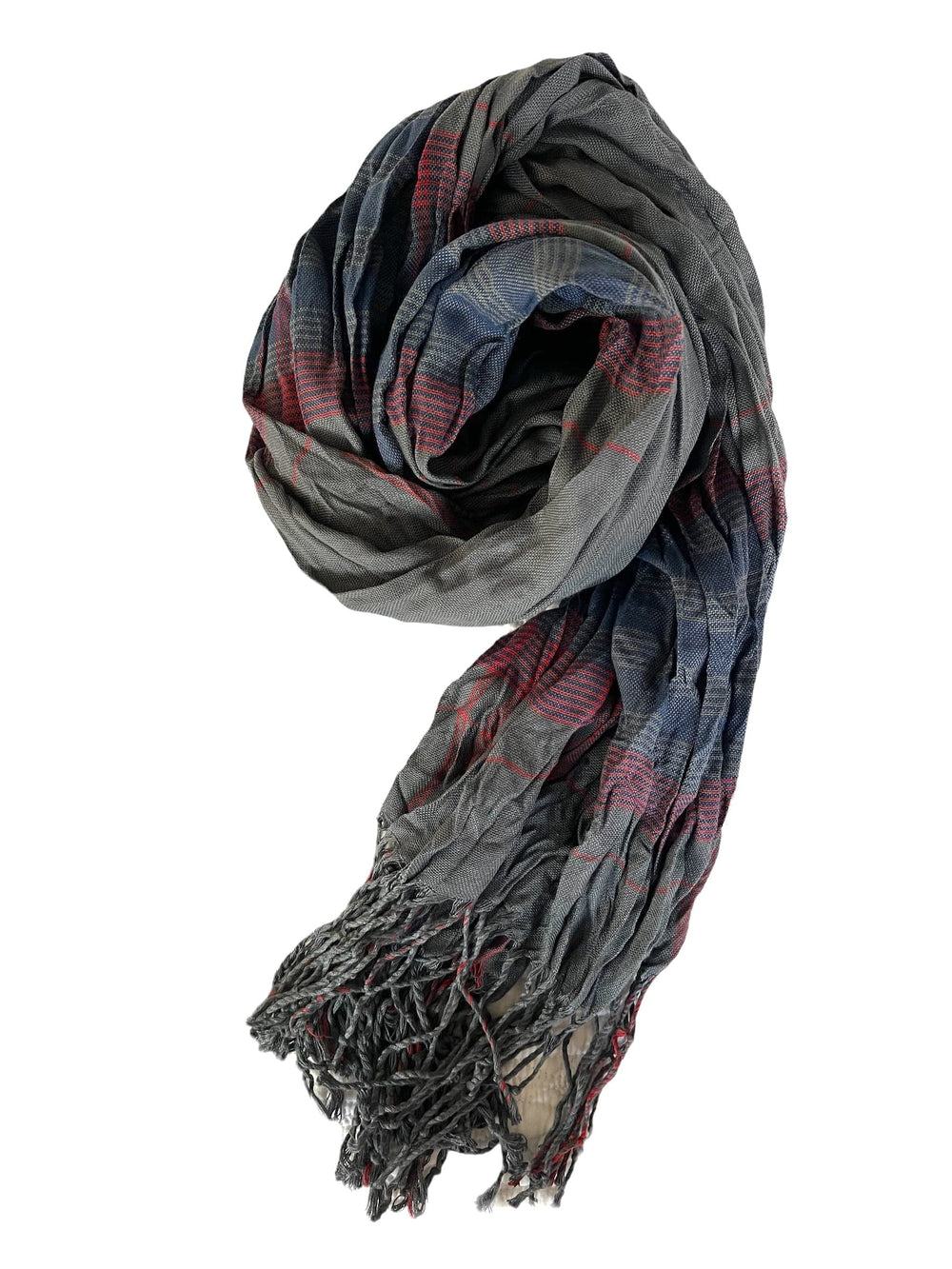 Scarves Australia Mens Scarf - Unisex Scarf - Dark Grey Red Blue Plaid