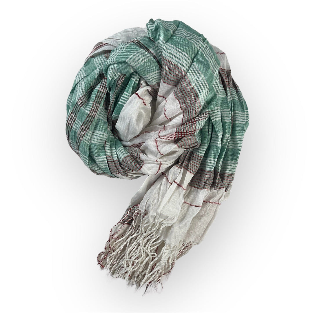 Scarves Australia Mens Scarves Mens Scarf -White Teal Green Grey Plaid - Unisex