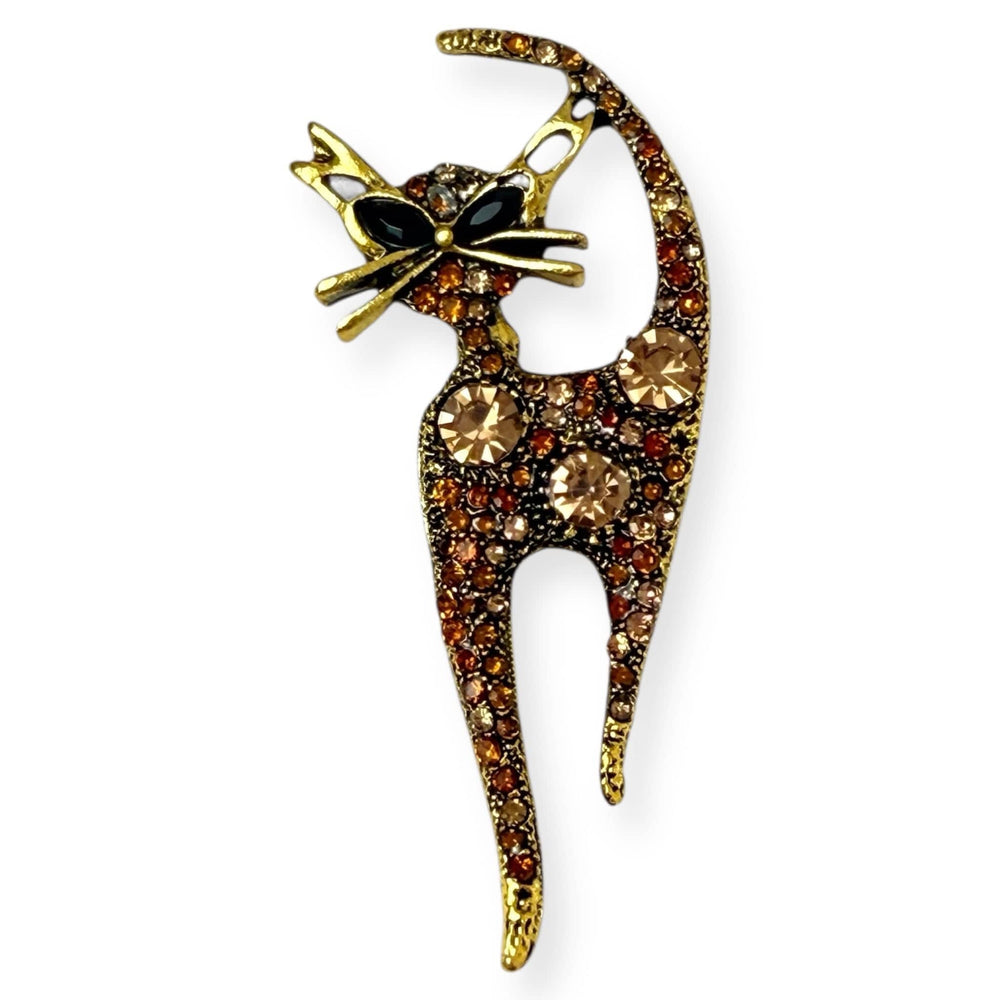 Scarves Australia Scarf Brooches Scarf Cat Brooch - Brown Amber