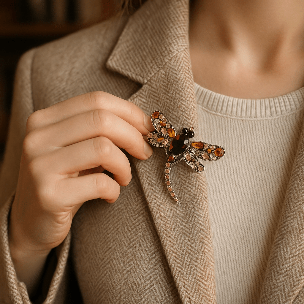 Scarves Australia Scarf pins Scarf Brooch - Dragonfly Amber Mix