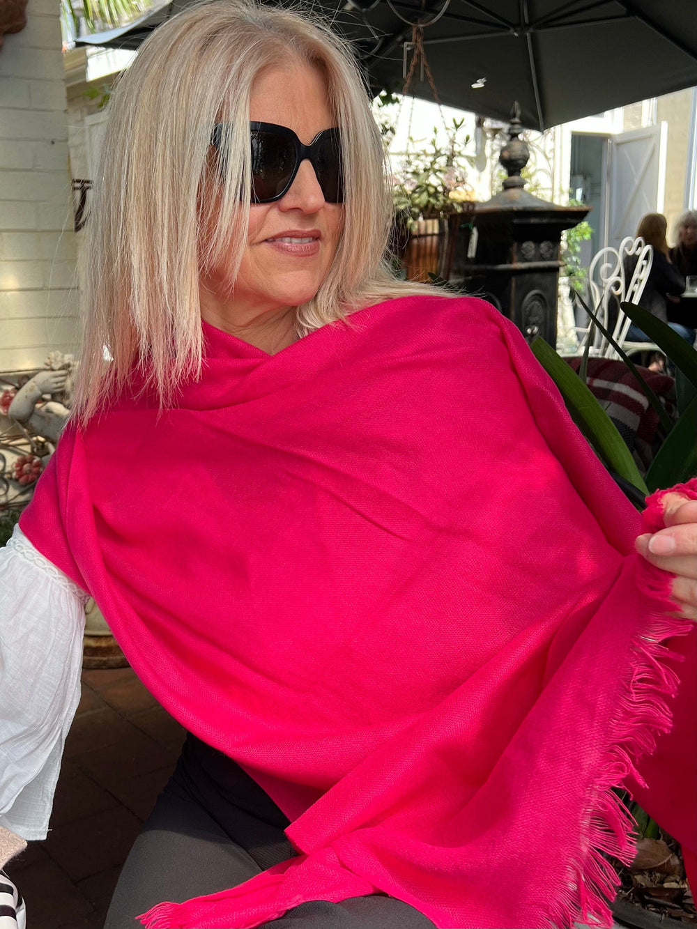 Scarves Australia Scarves & Shawls Hot Pink Fuchsia Shawl - Pure Cashmere Luxury