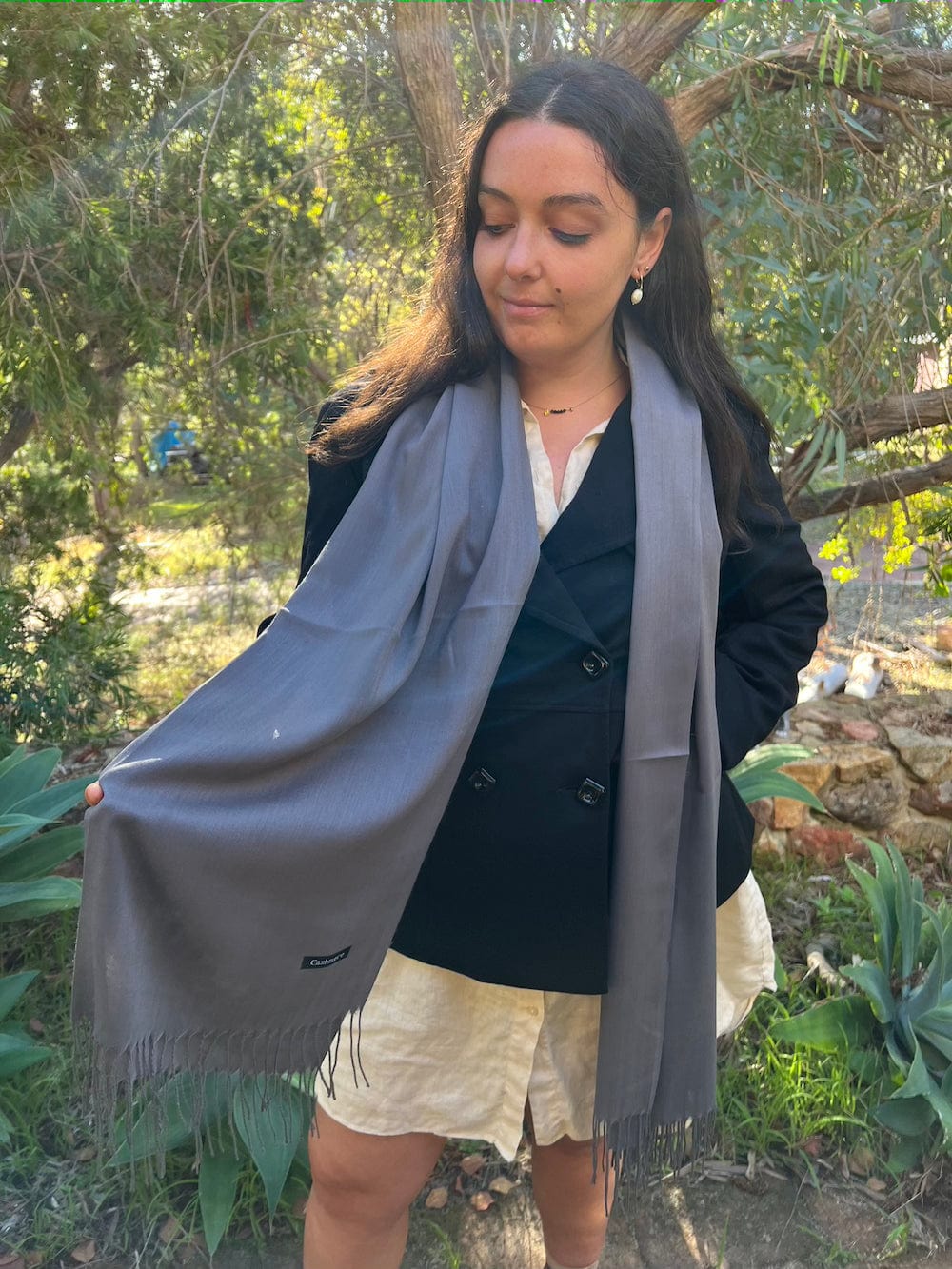 Scarves Australia Scarves & Shawls 💥Pashmina Shawl - Mid Grey - Lightweight