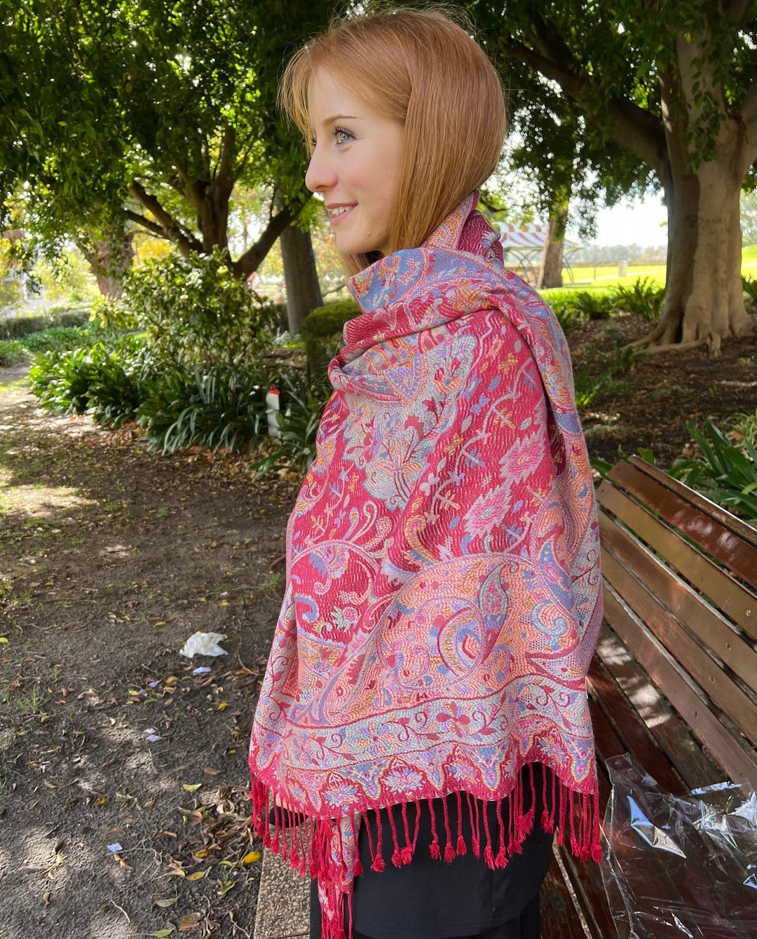 Scarves Australia Scarves & Shawls Pashmina Shawl - Paisley - Red Multicoloured