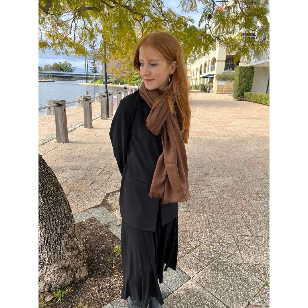 Pashmina Cashmere Shawl Brown Scarves Australia