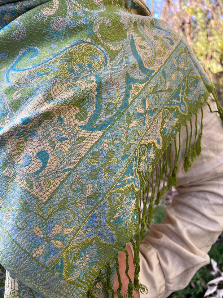 Scarves Australia Scarves & Shawls Pashmina Turkish Style Paisley-Classic Shawl - Leaf Green