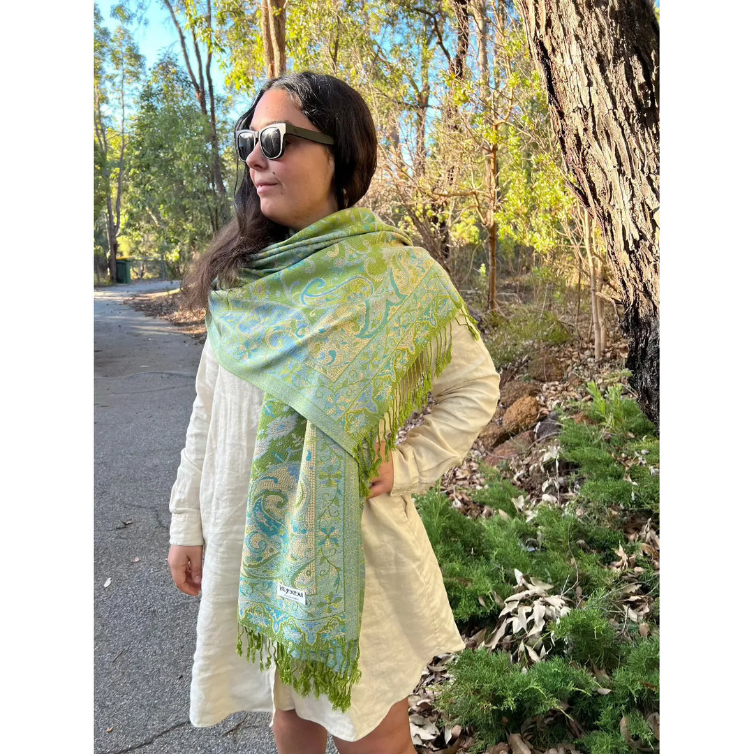 Scarves Australia Scarves & Shawls Pashmina Turkish Style Paisley-Classic Shawl - Leaf Green