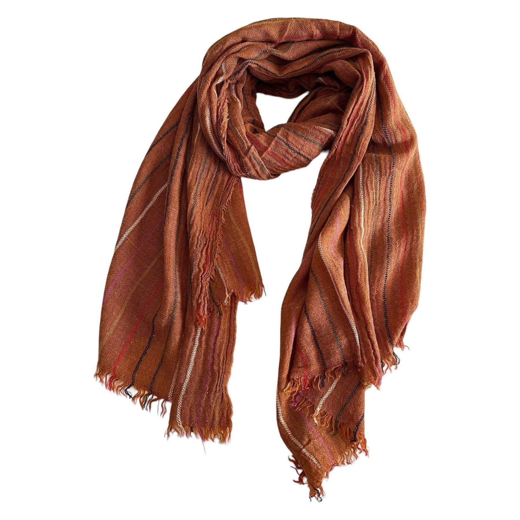Silk Scarf Rust Colored Shawl Silk Deflect Scarf Rust/brown Jan