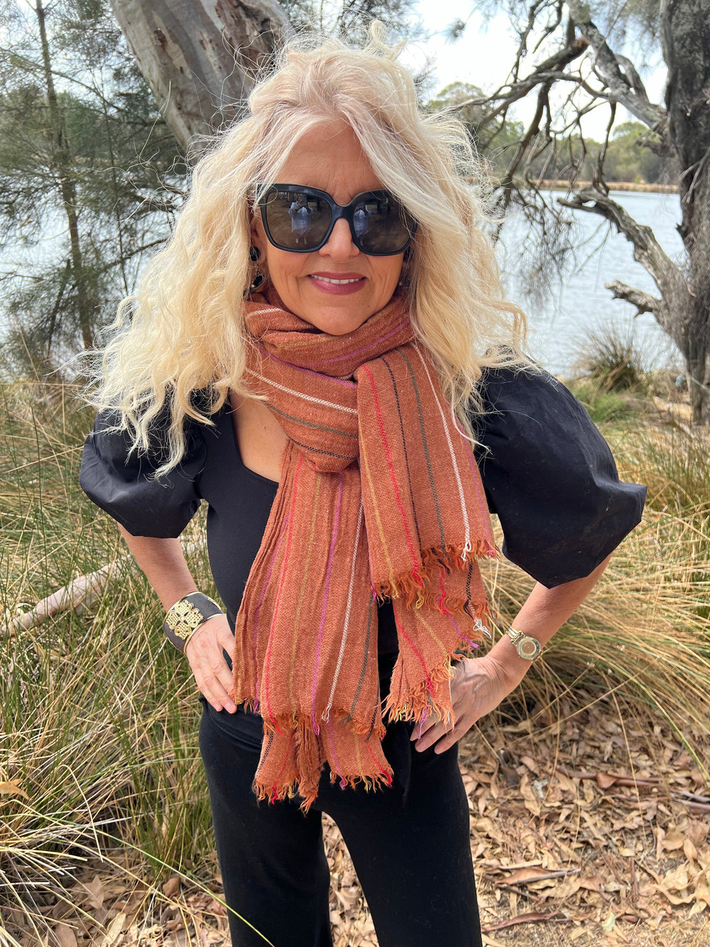 Scarves Australia Scarves & Shawls Rust Scarf - Unisex Scarf - Striped Scarf