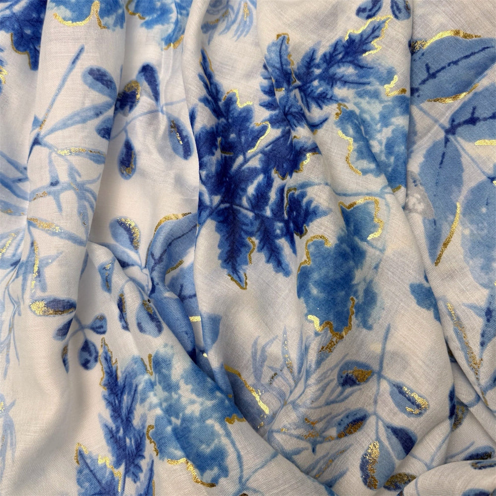 Scarves Australia Scarves & Shawls White Blue Scarf Gold Foil