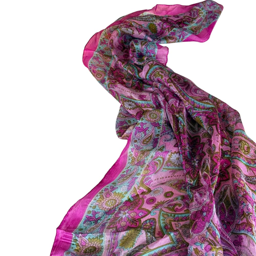 Scarves Australia Silk Scarf Silk Scarf - Deep Pink Paisley Floral