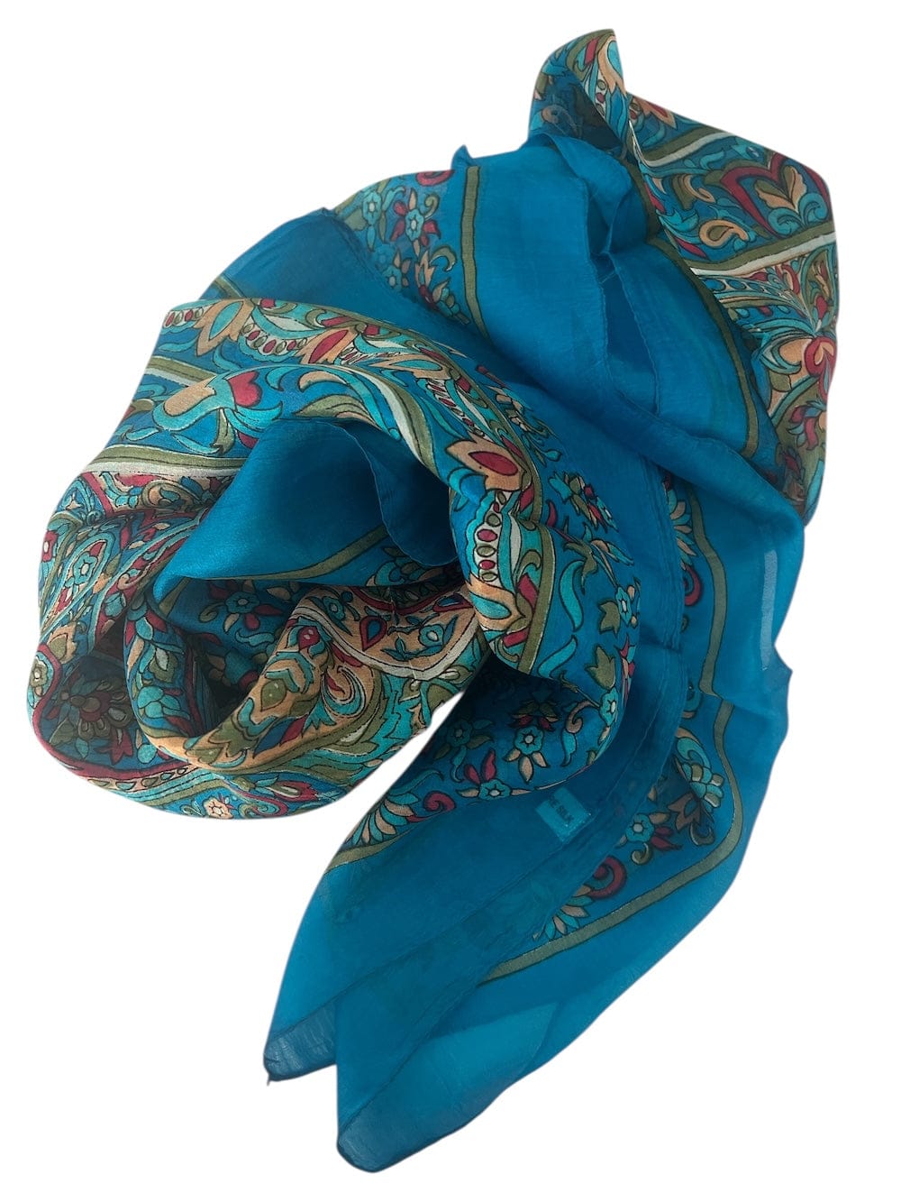 Scarves Australia Silk Scarf Silk Scarf - Deep Turquoise Red Floral