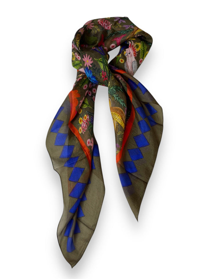 Scarves Australia Silk Scarf Silk Scarf - Dreamers Garden - Australian Birds