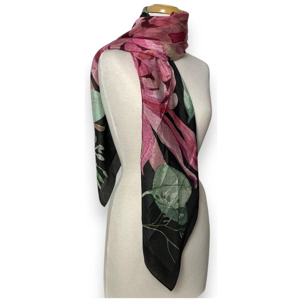 Scarves Australia Silk Scarf 🌸 Silk Scarf - Pink Grevillea - Square Scarf
