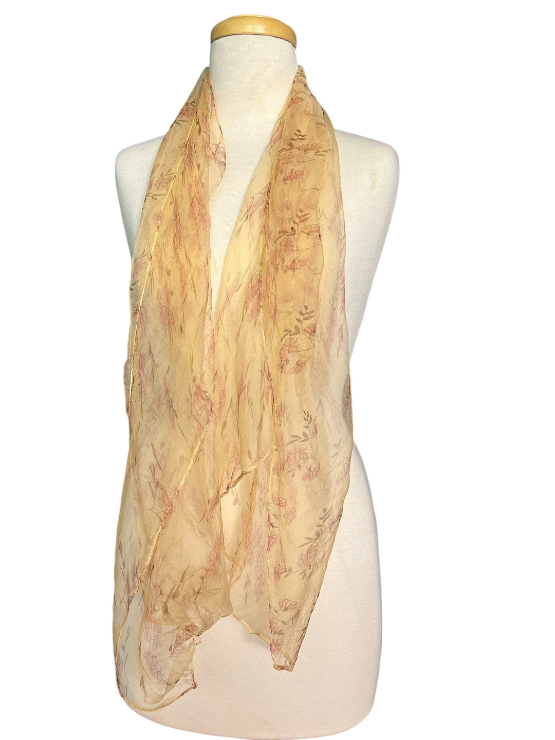 Scarves Australia Silk Scarf ✨Silk Scarf - Soft Blush Floral on Ochre