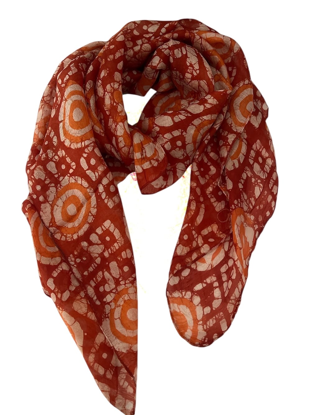 Scarves Australia Silk Scarf Silk Scarf Square - Rust Orange Geoprint