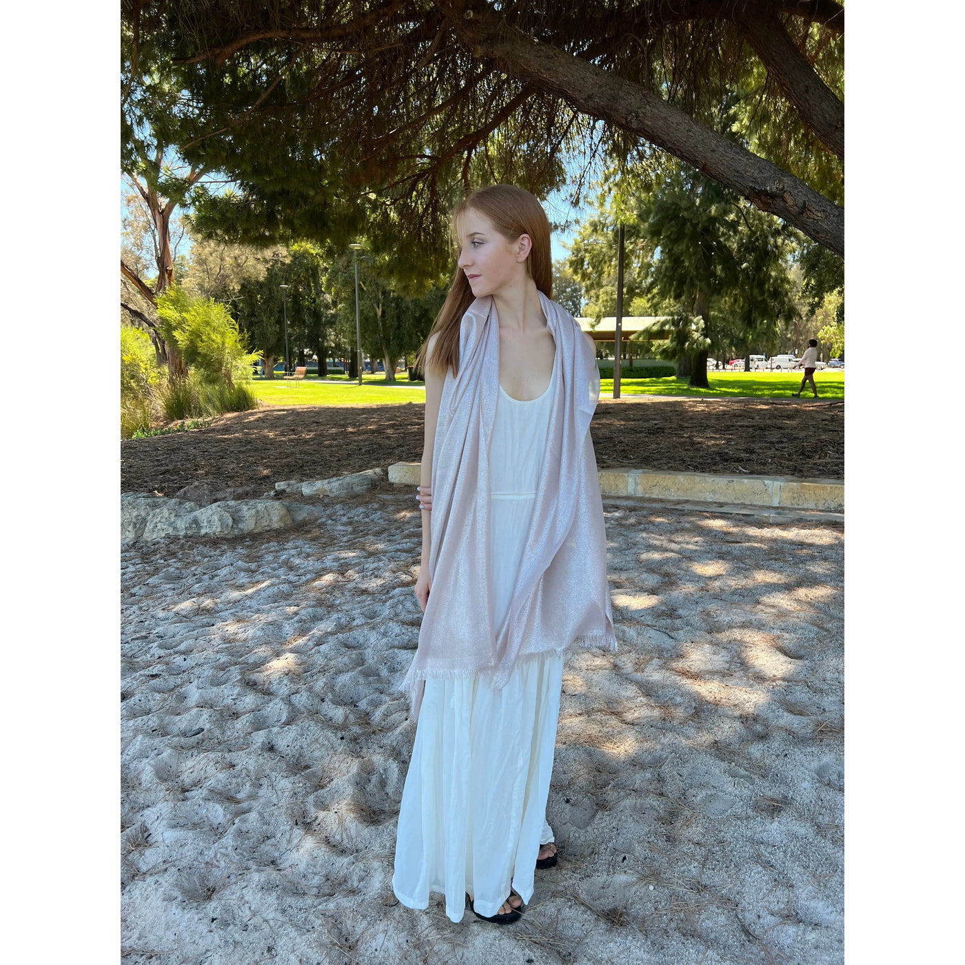 Scarves Australia Silk Scarves 🥂 Metallic Scarf - Glamour Shawl - Champagne