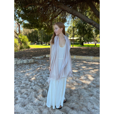Scarves Australia Silk Scarves 🥂 Metallic Scarf - Glamour Shawl - Champagne