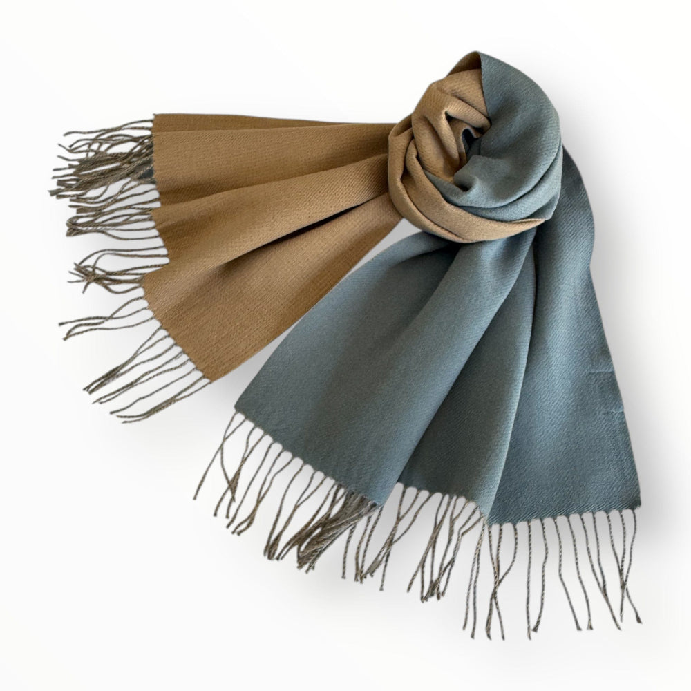 Scarves Australia Winter Scarves Blue Winter Scarf - Duo Tone - Blue Dusk Beige
