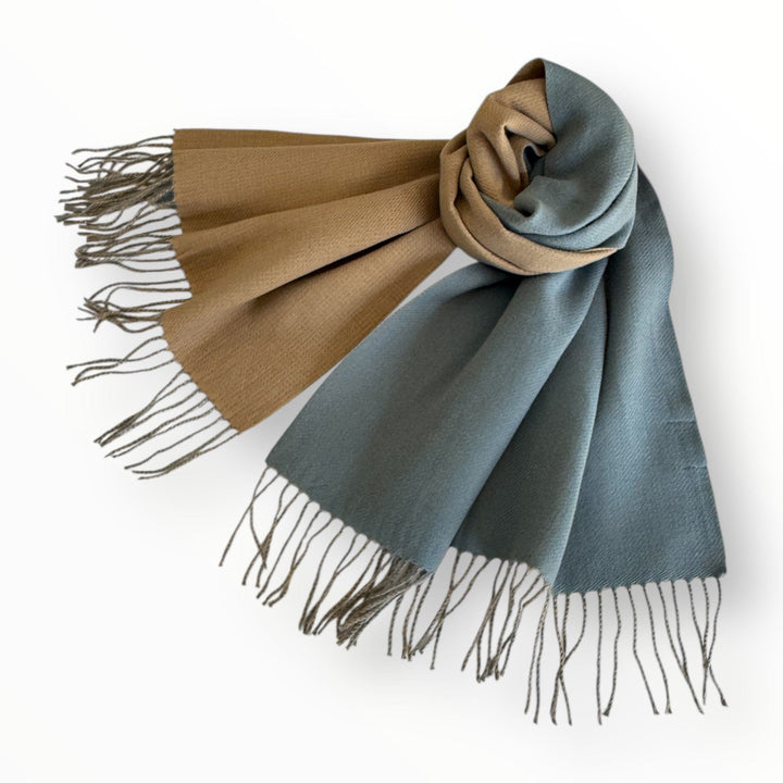 Scarves Australia Winter Scarves Blue Winter Scarf - Duo Tone - Blue Dusk Beige