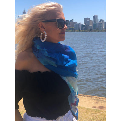 Scarves Australia Apparel & Accessories Cotton Linen Scarf Blue Ocean