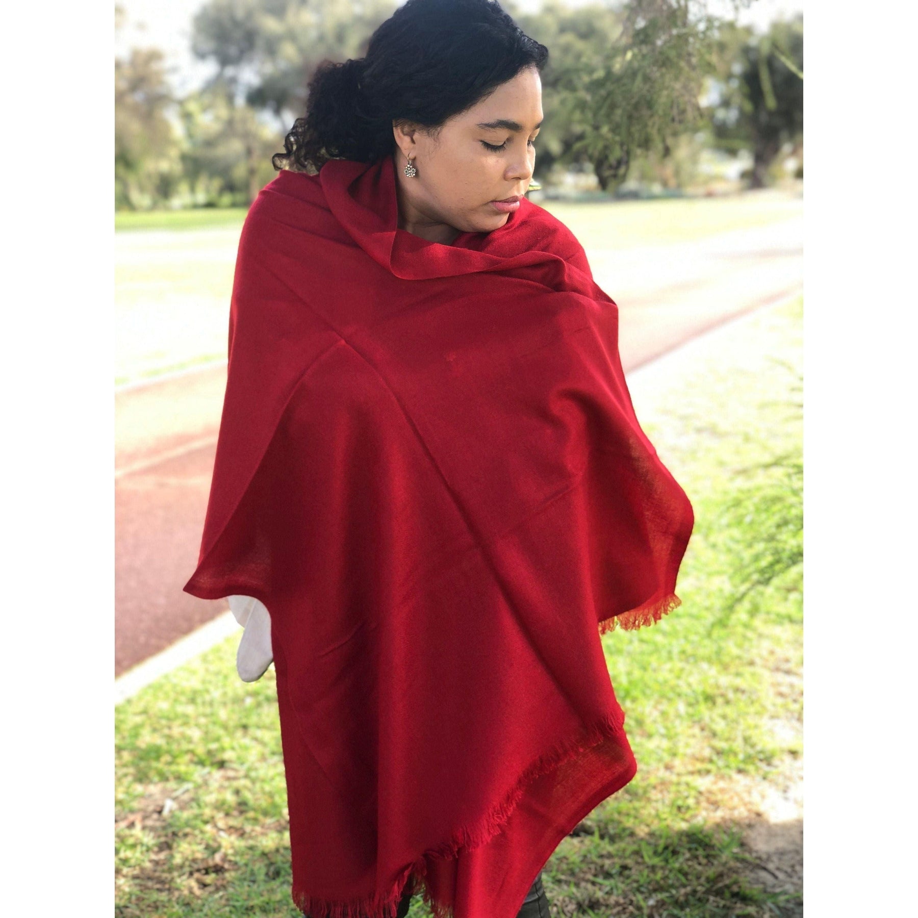Premium Shawl Deep Red Pure Cashmere – Scarves Australia
