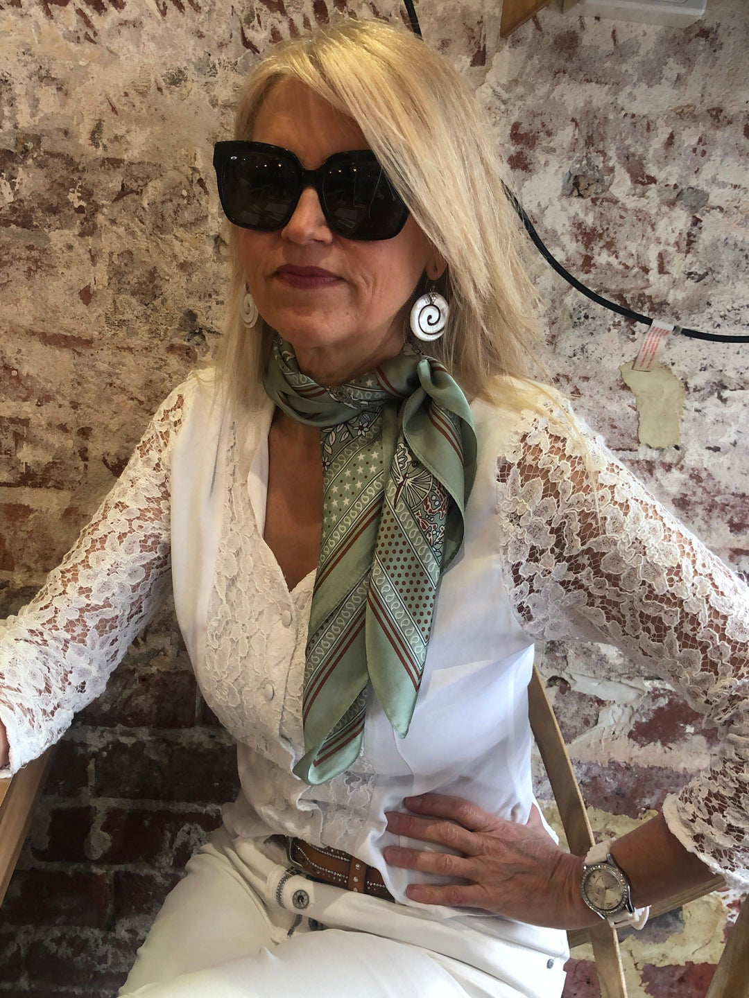 Womens Floral Cotton Scarves, White Floral Scarf