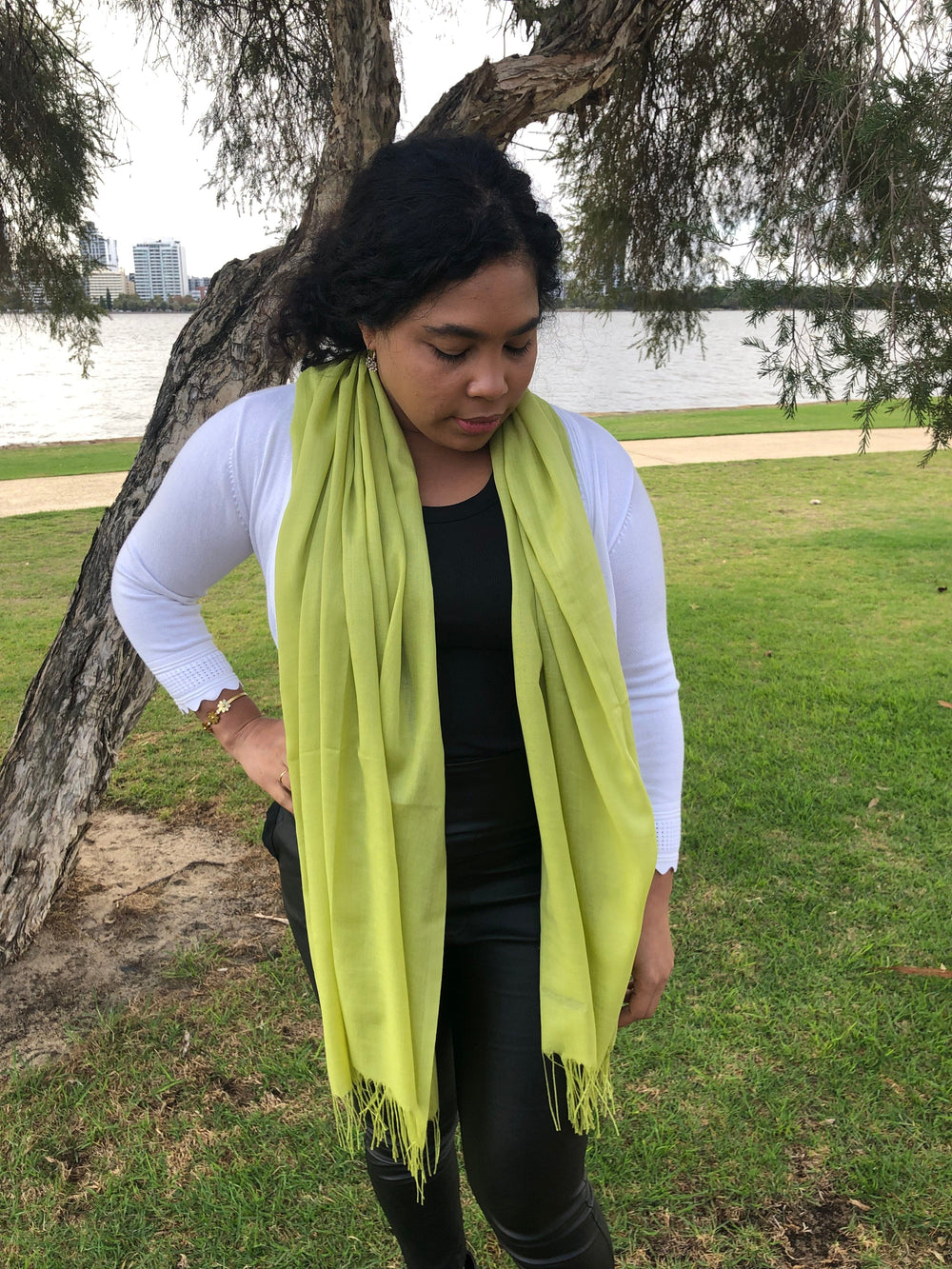 Scarves Australia Apparel & Accessories Pashmina Apple Green -  Lighter Weight
