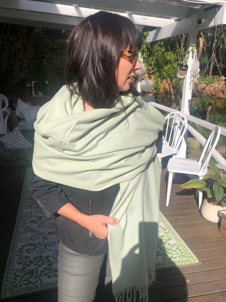 Scarves Australia Apparel & Accessories Sage Green Luxury Pashmina