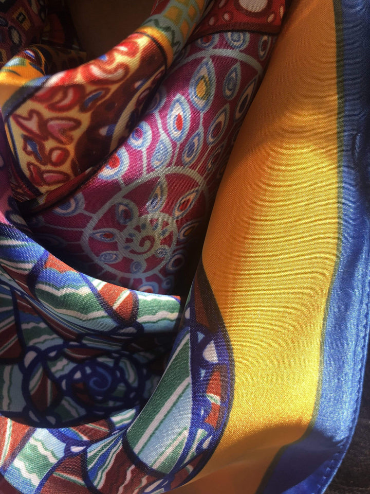 Scarves Australia Apparel & Accessories Silk Scarf Multi Orange Blue