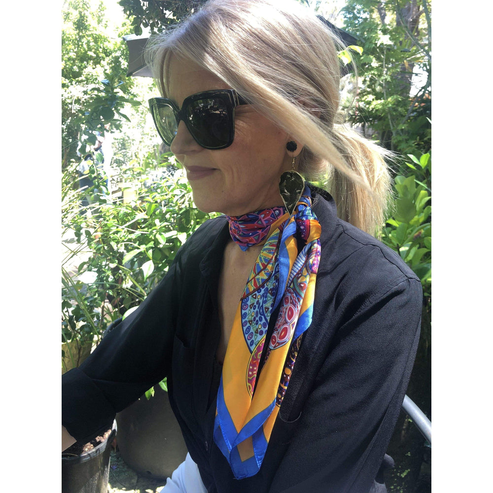 Scarves Australia Apparel & Accessories Silk Scarf Multi Orange Blue