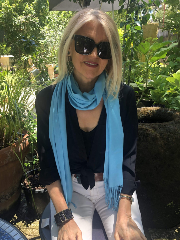 Scarves Australia Apparel & Accessories Sky Blue Pashmina Shawl Summer