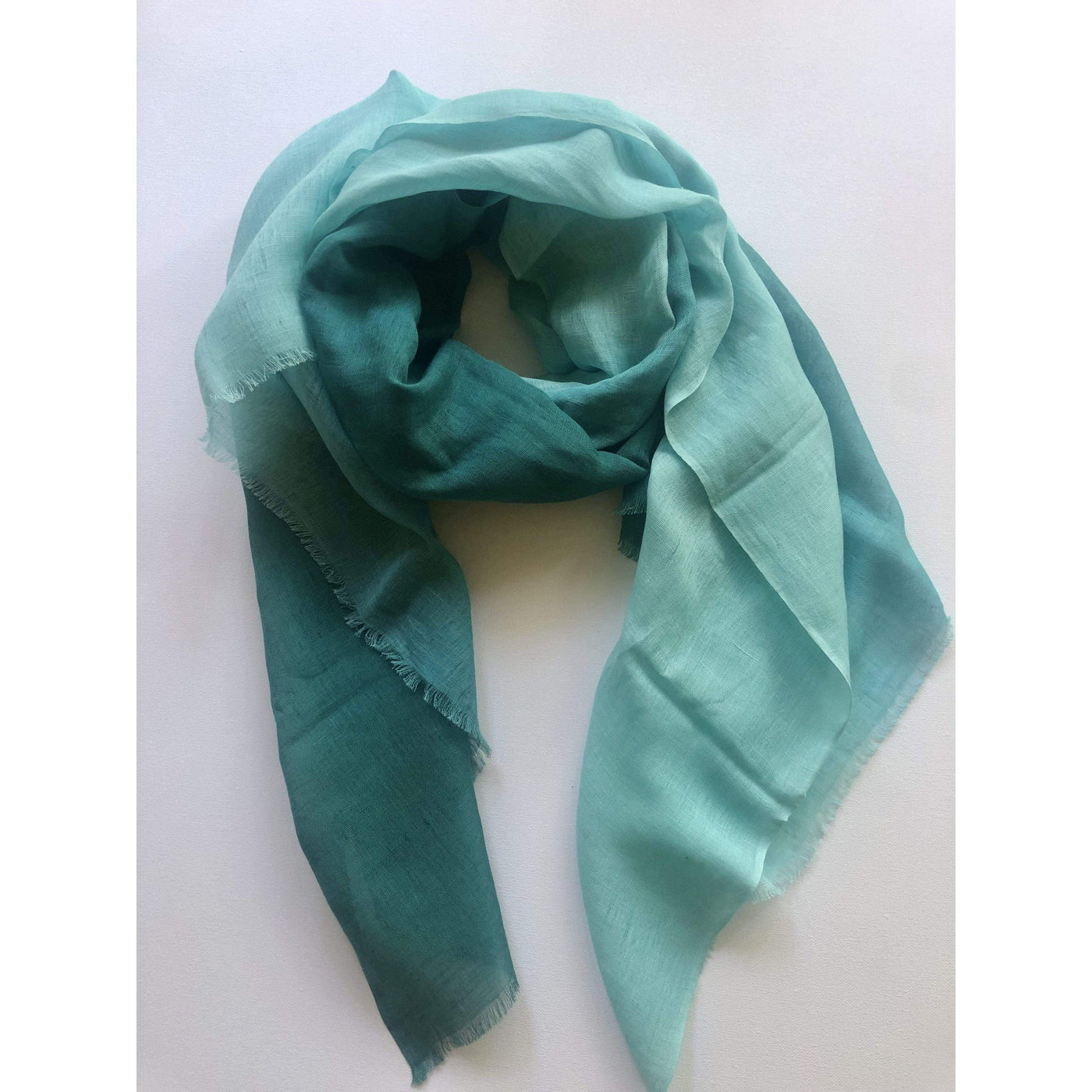 Scarves Australia Apparel & Accessories Teal Scarf Ombre - Linen Cotton