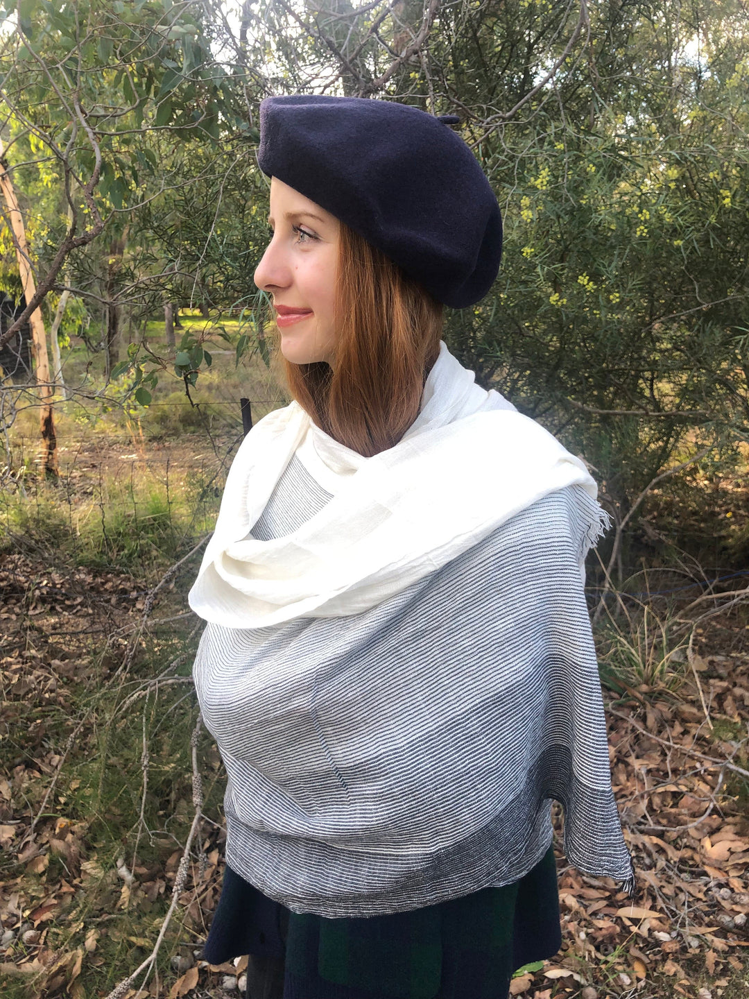 Scarves Australia Cotton Scarf Grey Stripe Panelled - Unisex