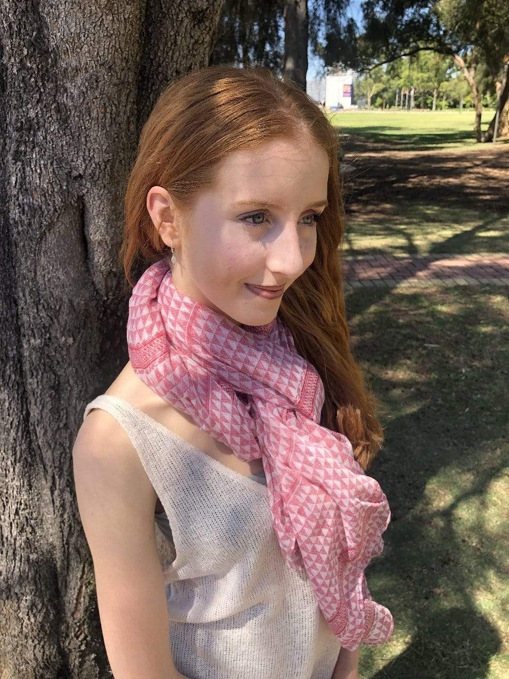 Scarves Australia Fashion Scarves Red Geometric Scarf