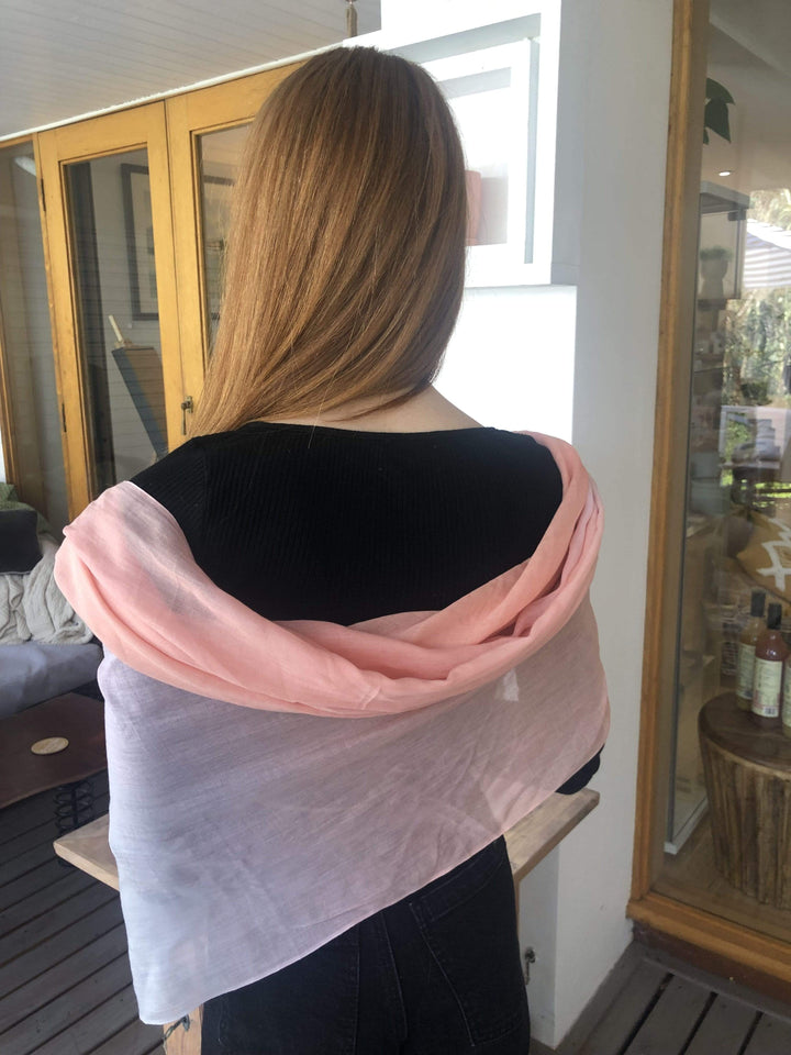 Scarves Australia Fashion Scarves Soft Apricot Pink to Grey Ombre Scarf Cotton