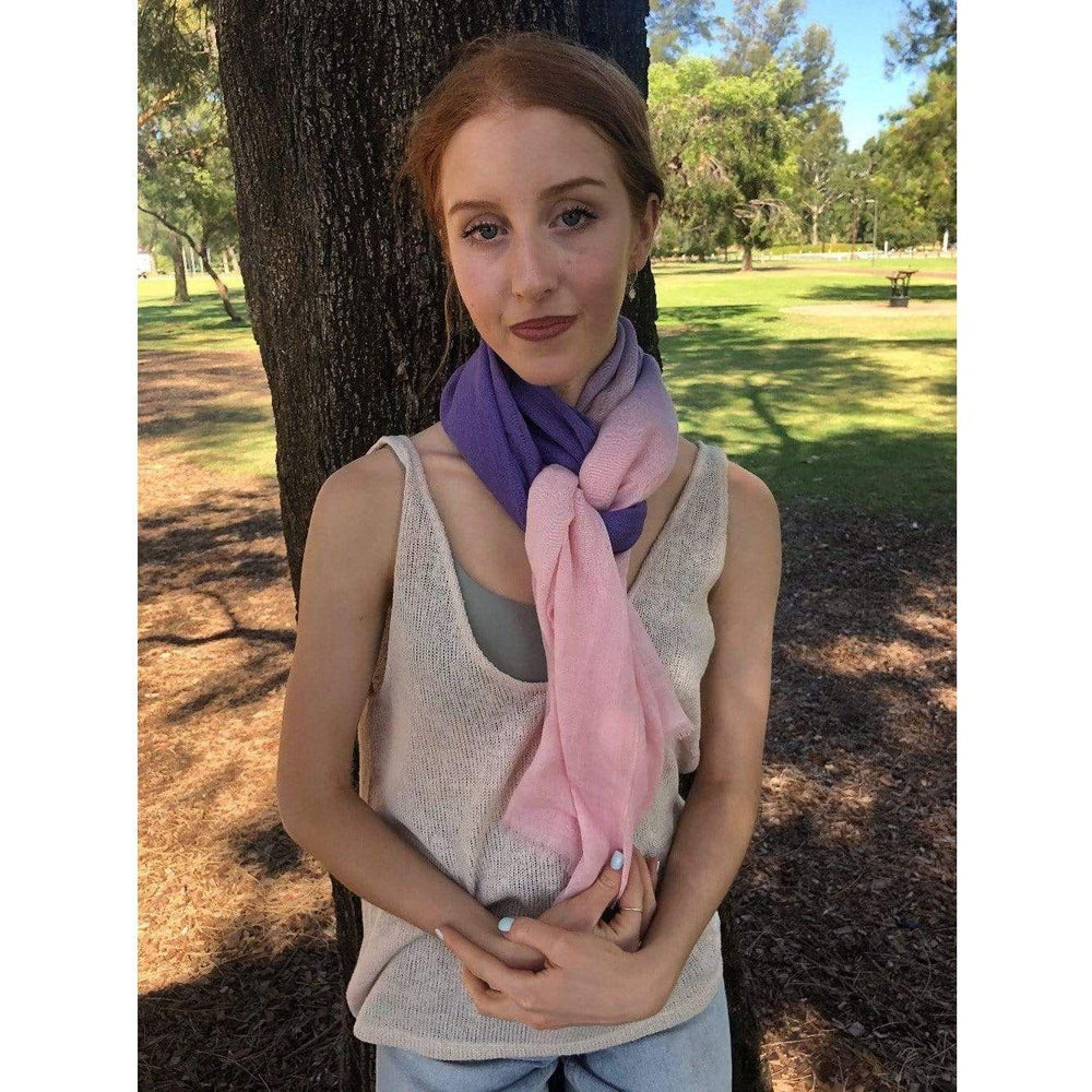Scarves Australia Linen Scarf Linen Cotton Scarf Pink Purple Ombre