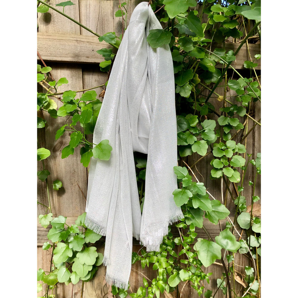 Scarves Australia Luxury Scarves Metallic Scarf - Glamour Scarf - White Silver