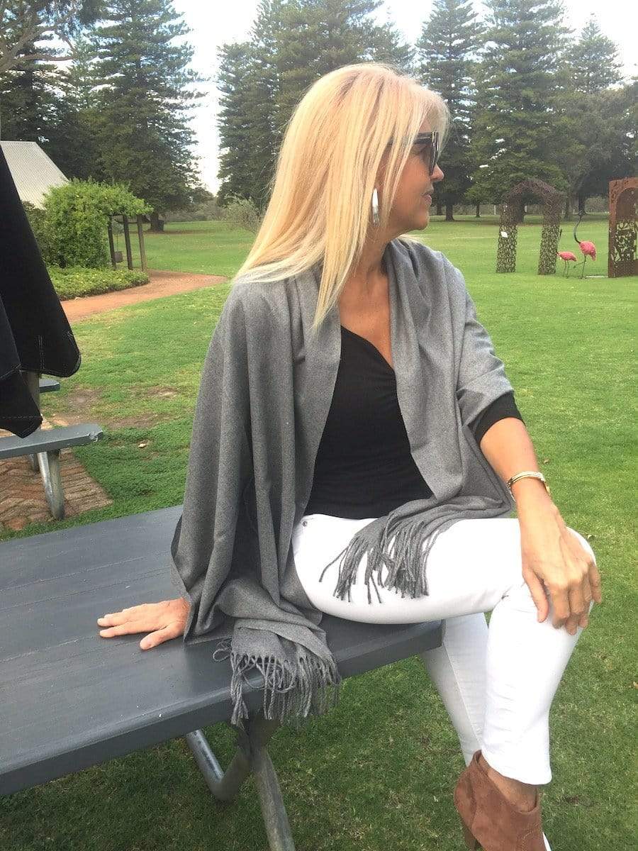 Scarves Australia Luxury Scarves Mid Grey Pashmina Cashmere