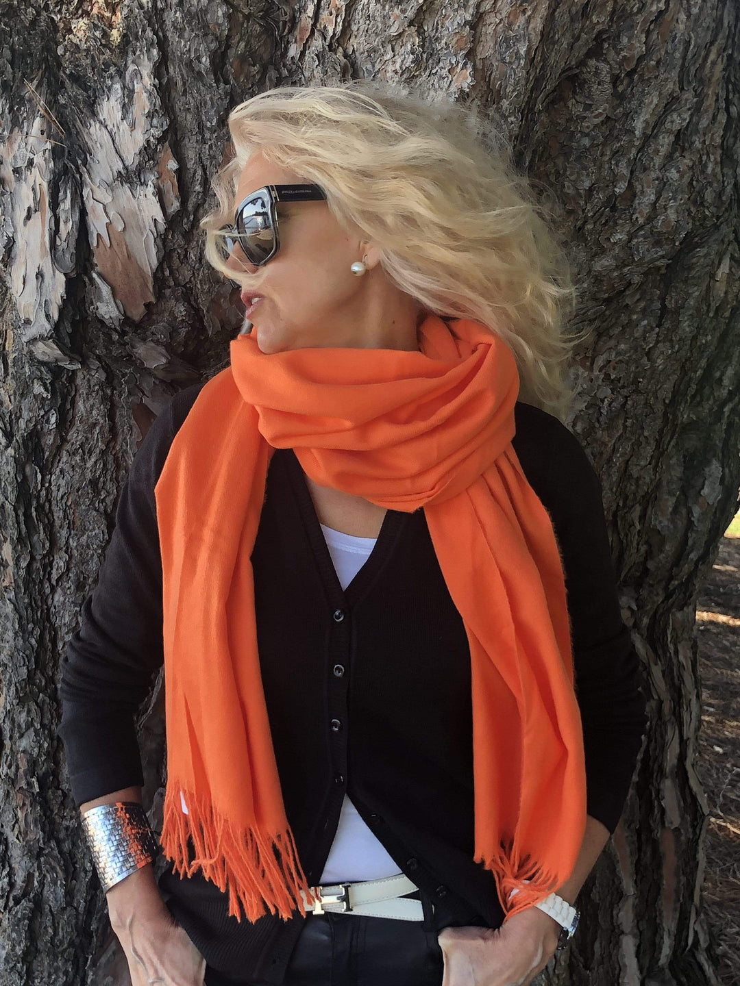 Scarves Australia Luxury Scarves Orange Mandarin Pashmina Scarf Shawl