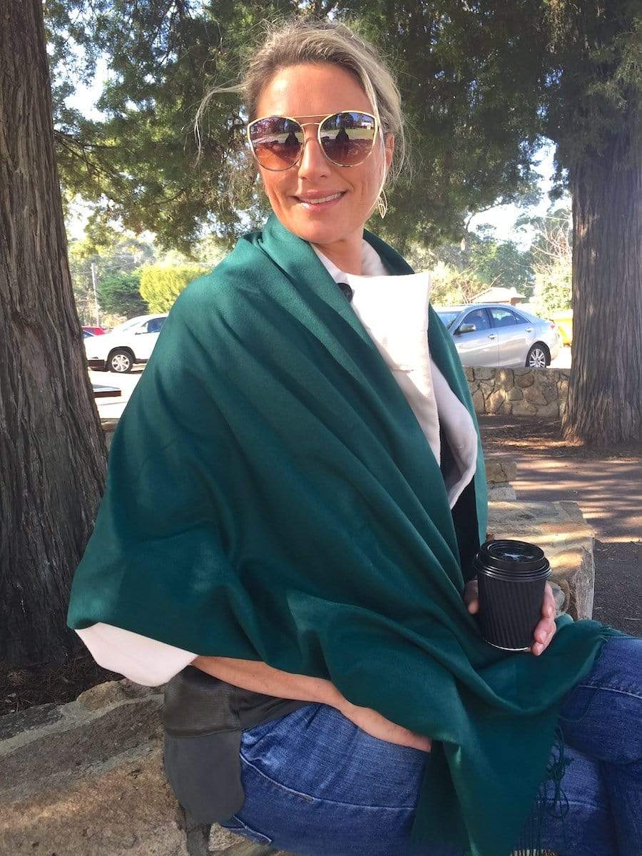 Scarves Australia Luxury Scarves Pashmina Deep Green Cashmere Scarf Wrap