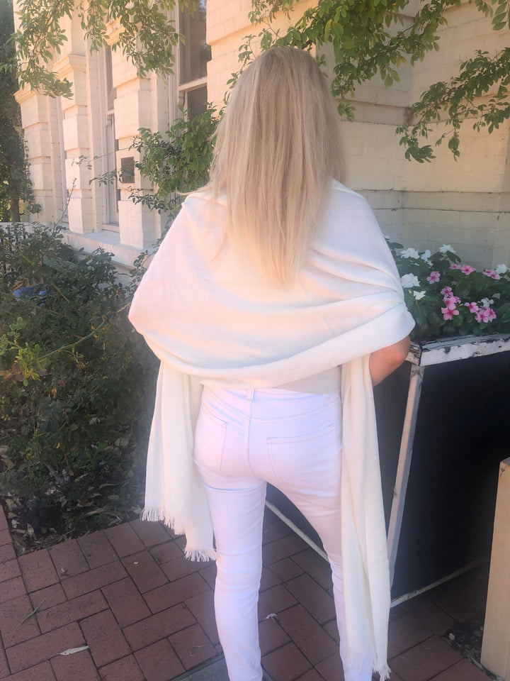 Scarves Australia Luxury Scarves Pure Cashmere Pashmina - Off White - Luxury