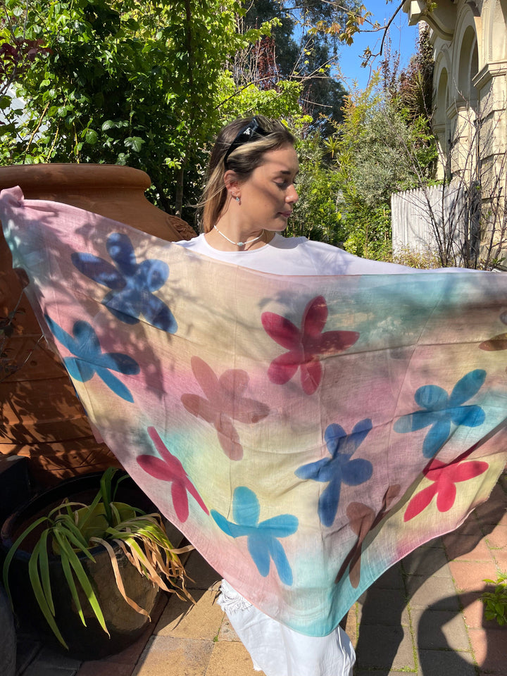 Scarves Australia Scarves & Shawls 🎉 Cotton Linen Scarf - Floral Scarf Multicoloured