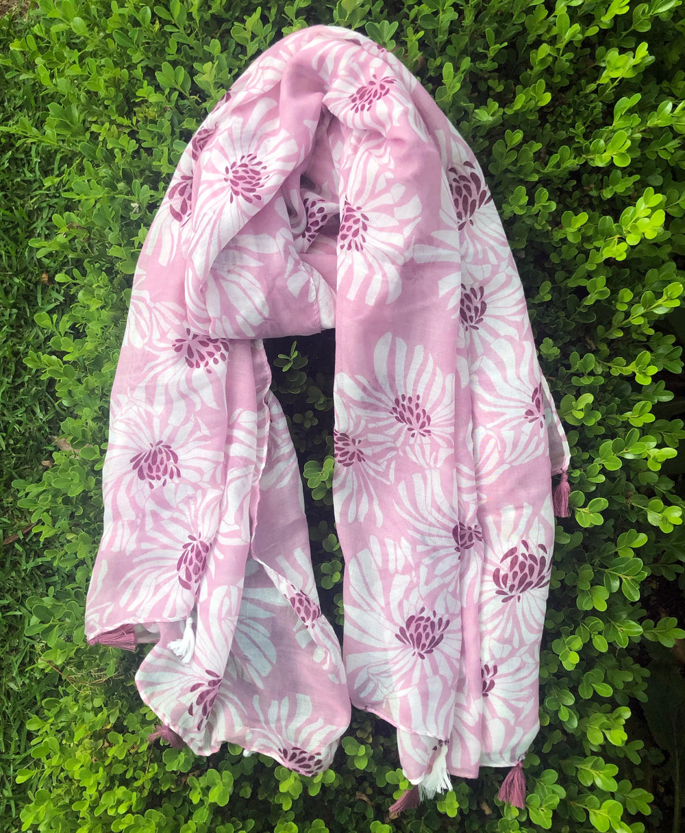 Scarves Australia Scarves & Shawls Floral Summer Scarf - Tassels - Pink Purple