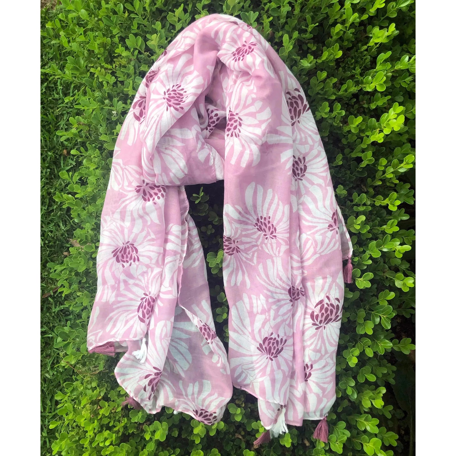 Scarves Australia Scarves & Shawls Floral Summer Scarf - Tassels - Pink Purple