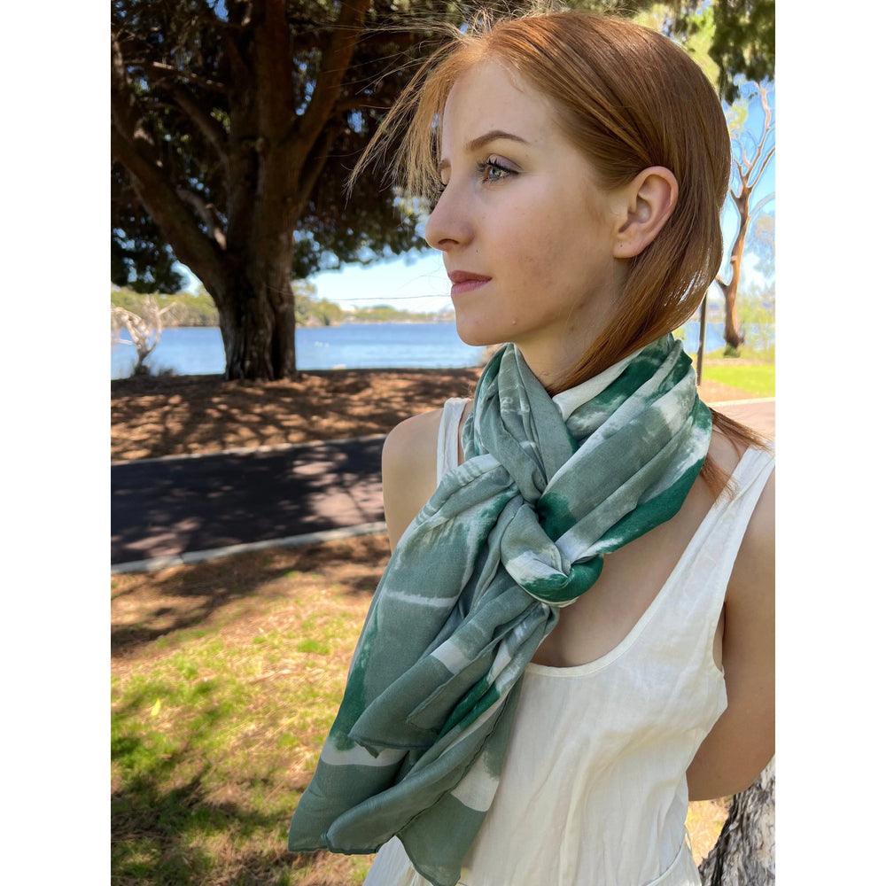 Scarves Australia Scarves & Shawls Green Scarf -Patterned Scarf - Block Shades