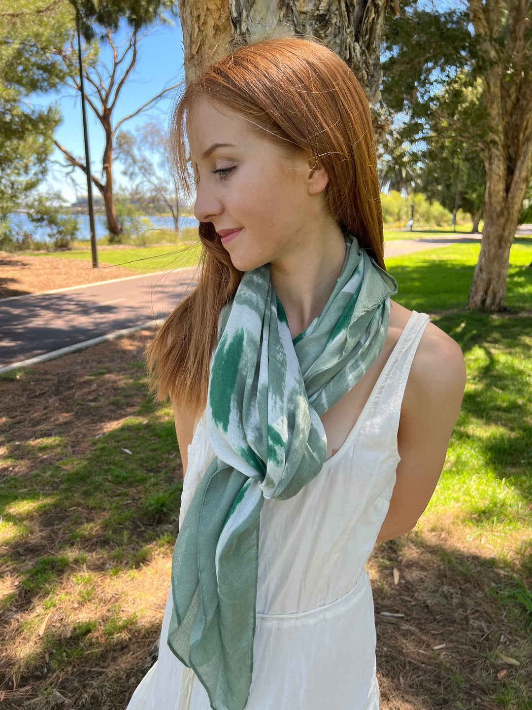 Scarves Australia Scarves & Shawls Green Scarf -Patterned Scarf - Block Shades